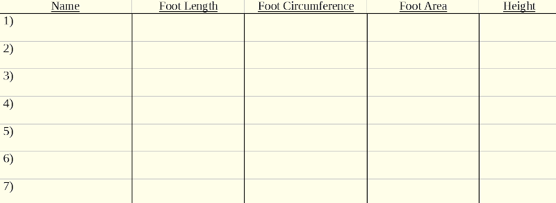 table to fill out