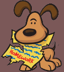dog eating homework