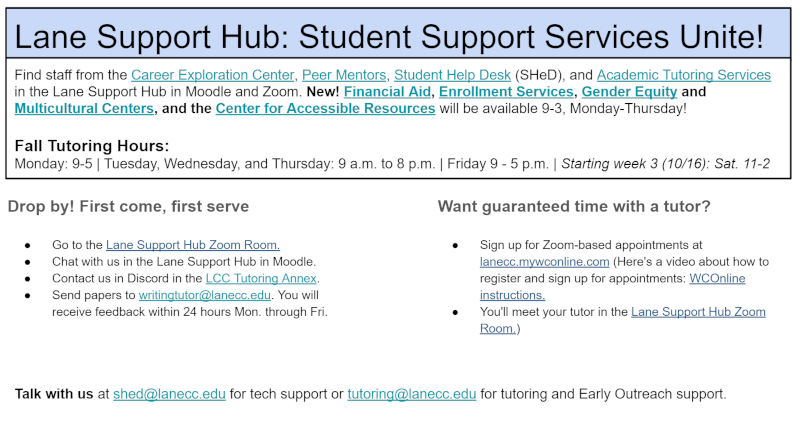 links for Lane Support Hub