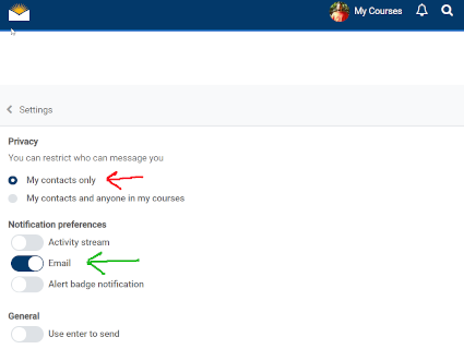 screen shot of Moodle