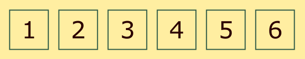 six squares labeled one through six